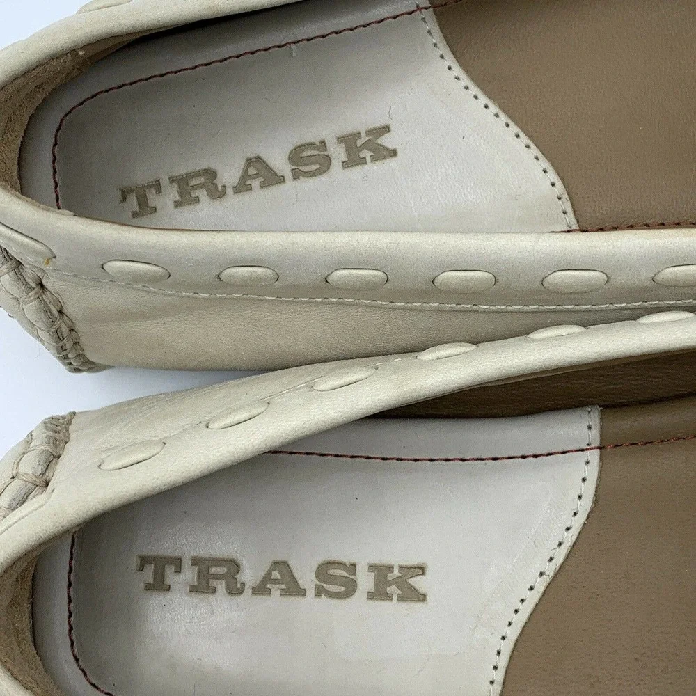 Trask Loafer Womens 6.5M White Leather Driving Moccasin‎ Casual Slip On Comfort
